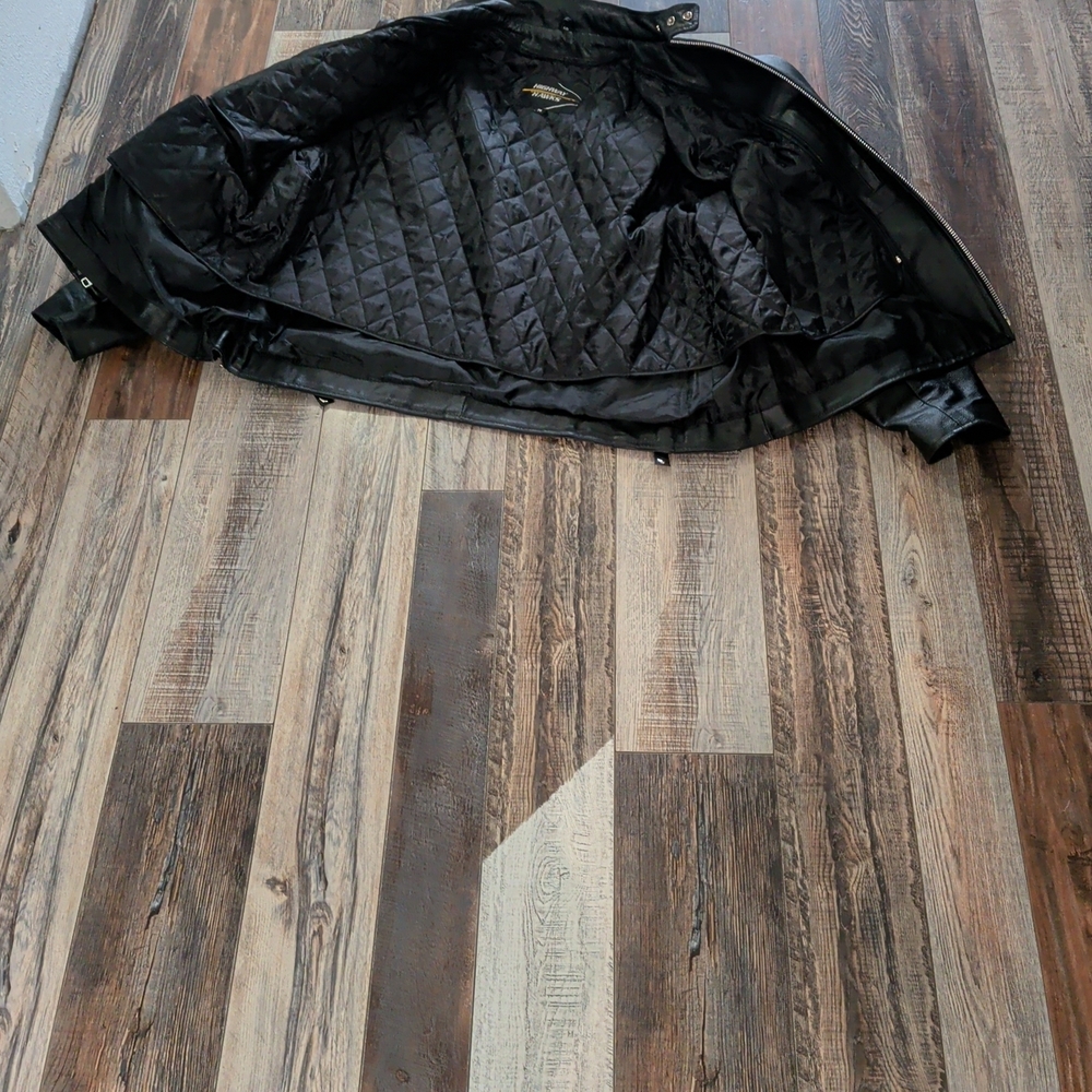 Highway Hawks Mens Black Leather Bikers Jacket Size 56 - Picture 7 of 8